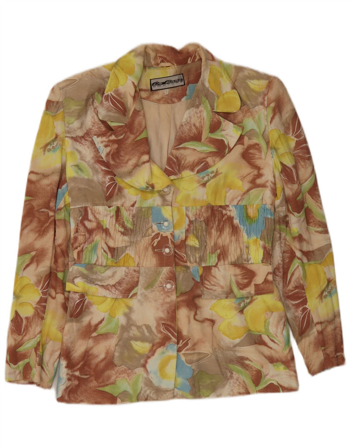 Vintage Damen 4-Knopf-Blazerjacke UK 10 Kleines mehrfarbiges Blumenmuster