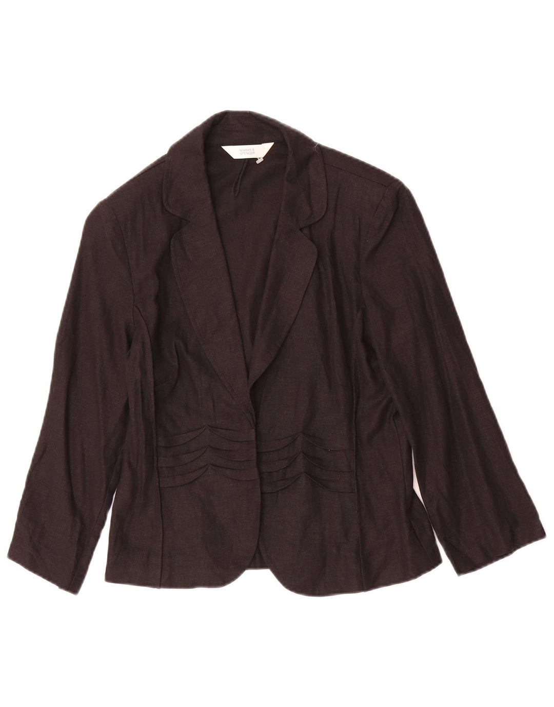 Marks & Spencer Damen-Blazerjacke mit 3/4-Ärmeln, Größe S, Schwarz, Leinen