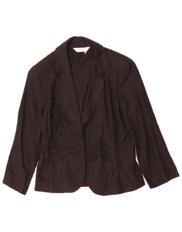 Marks & Spencer Damen-Blazerjacke mit 3/4-Ärmeln, Größe S, Schwarz, Leinen