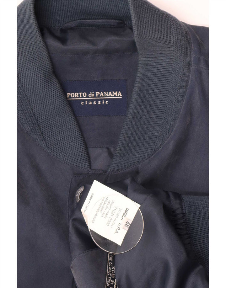 Porto Di Panama Herren Bomberjacke IT 48 Medium Marineblau Seide