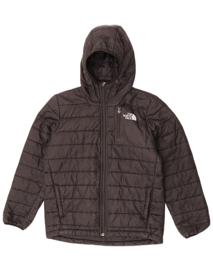 The North Face Wattierte Jacke mit Kapuze für Jungen, 11–12 Jahre, groß, schwarzes Polyester