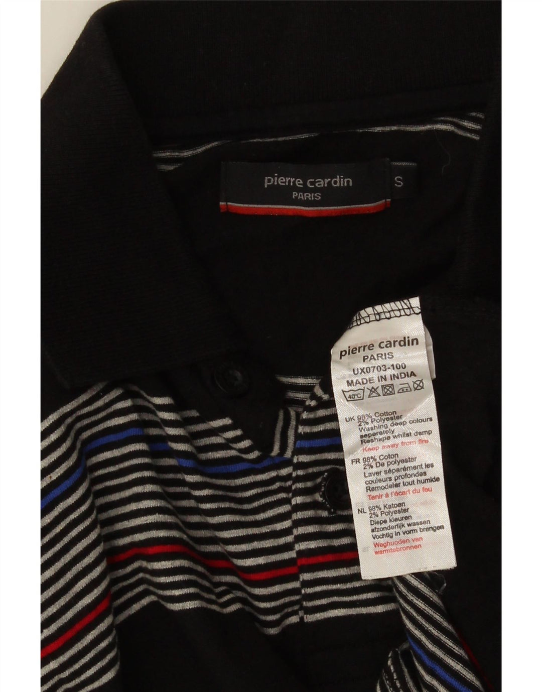 PIERRE CARDIN Herren-Poloshirt, klein, schwarz gestreift, Baumwolle