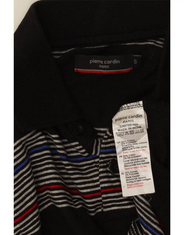 PIERRE CARDIN Herren-Poloshirt, klein, schwarz gestreift, Baumwolle