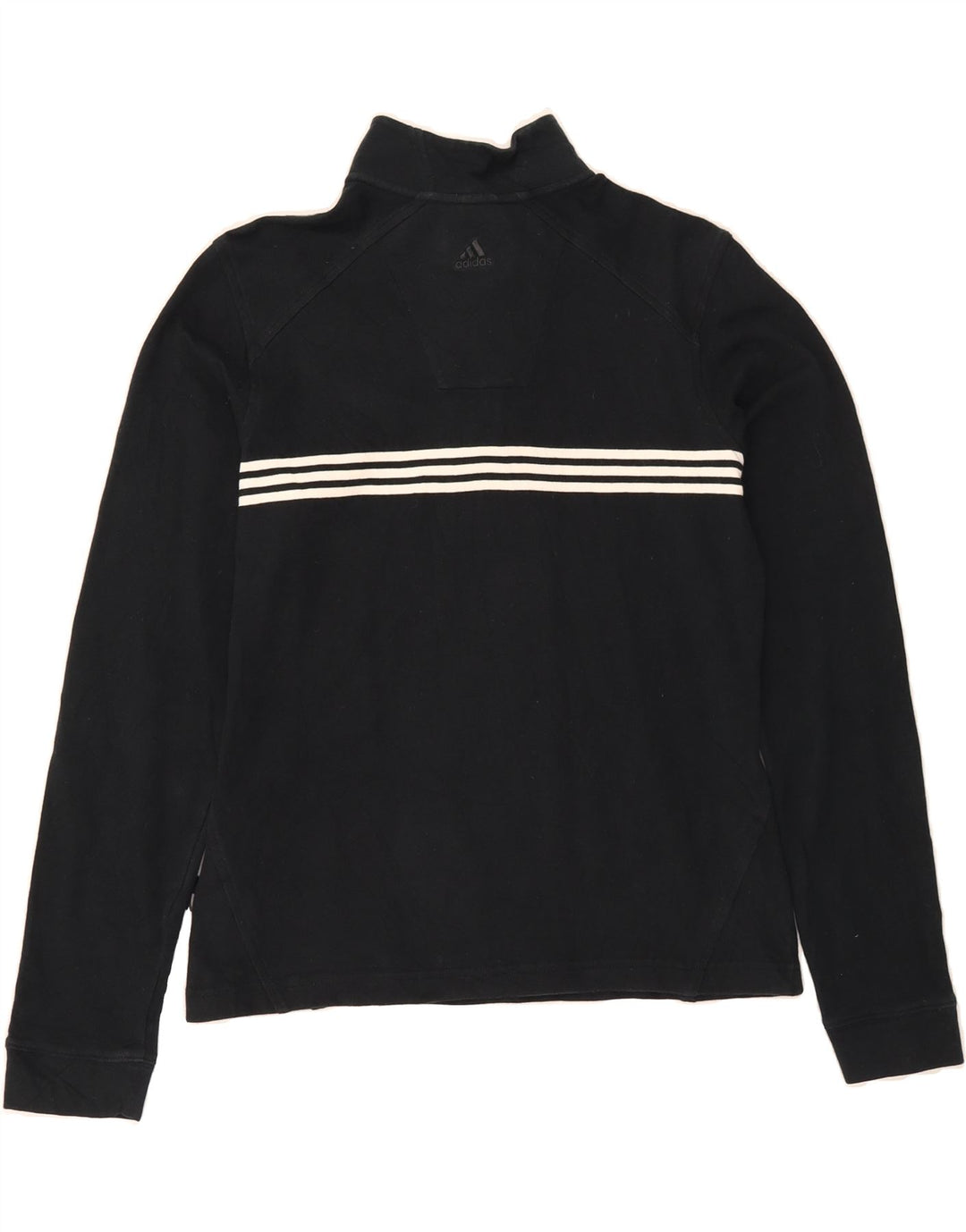 ADIDAS Womens Climalite Sweatshirt Jumper UK 10 Small Black Striped Vintage Adidas and Second-Hand Adidas from Messina Hembry 