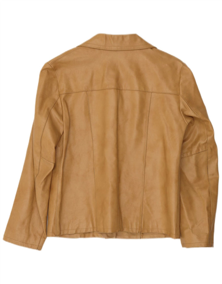 Vintage Damen Lederjacke IT 44 Medium Beige Leder