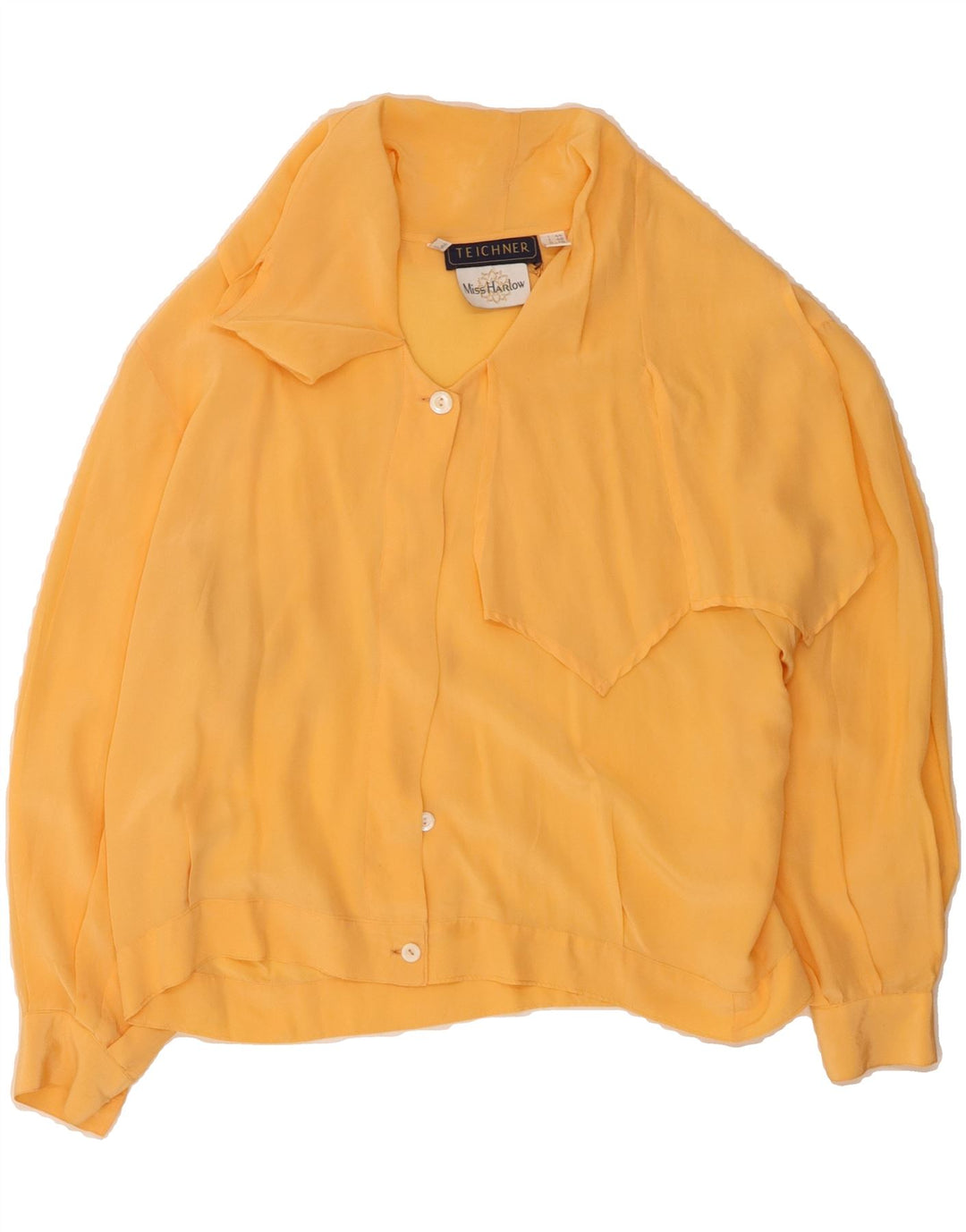 VINTAGE Womens 3/4 Sleeve Shirt Blouse UK 12 Medium  Yellow Vintage Vintage and Second-Hand Vintage from Messina Hembry 