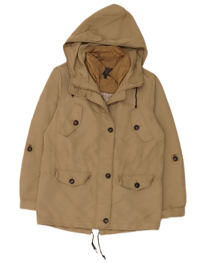 Massimo Dutti Damen Parka mit Kapuze, übergroß, Gr. 6, XS, Khaki
