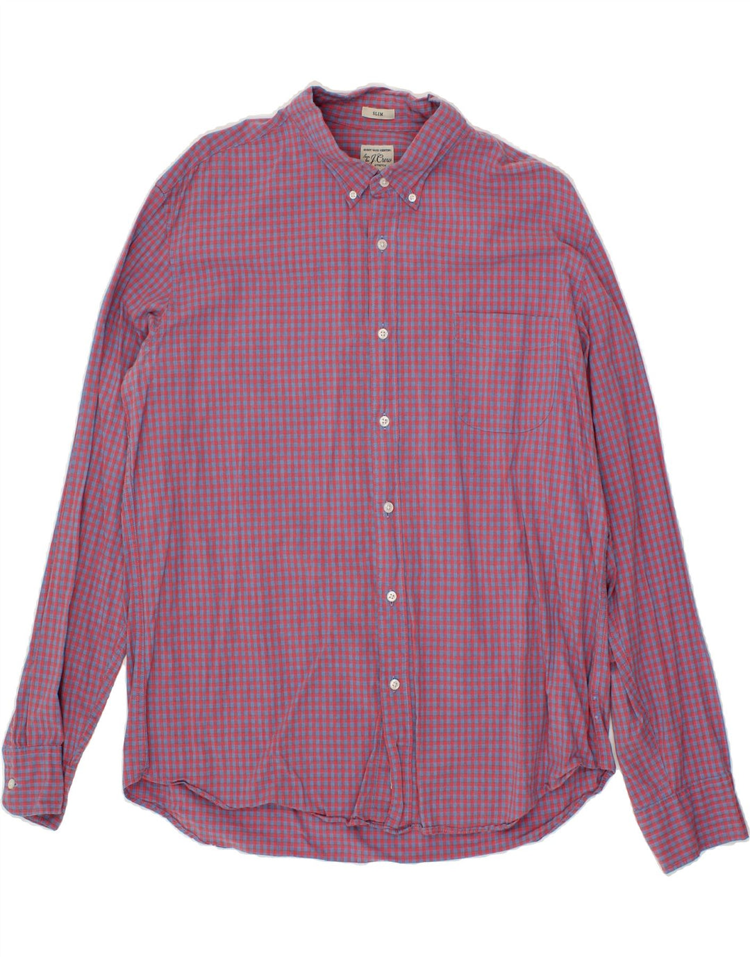J. CREW Mens Slim Fit Shirt XL Red Gingham Cotton Vintage J. Crew and Second-Hand J. Crew from Messina Hembry 