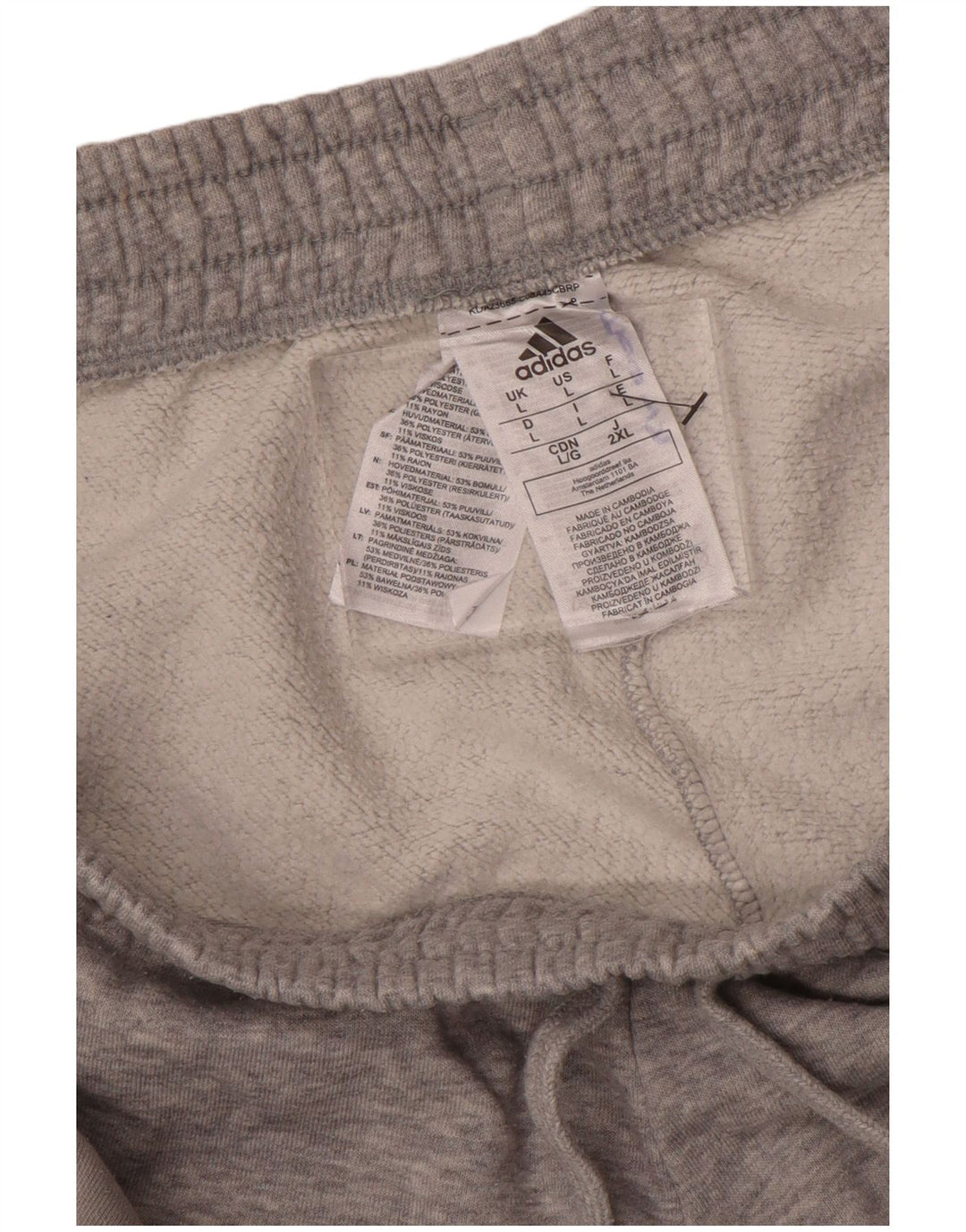 ADIDAS Herren-Trainingshose, Jogginghose, groß, graue Farbblock-Baumwolle