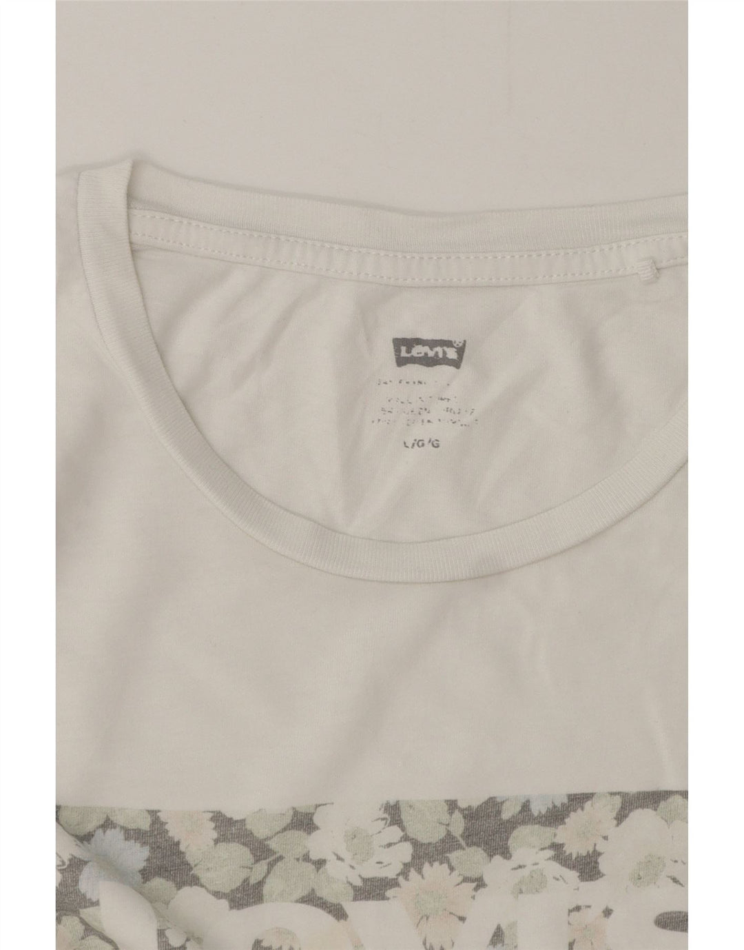 Levi's Damen Grafik-T-Shirt-Oberteil UK 16 Large Weiß