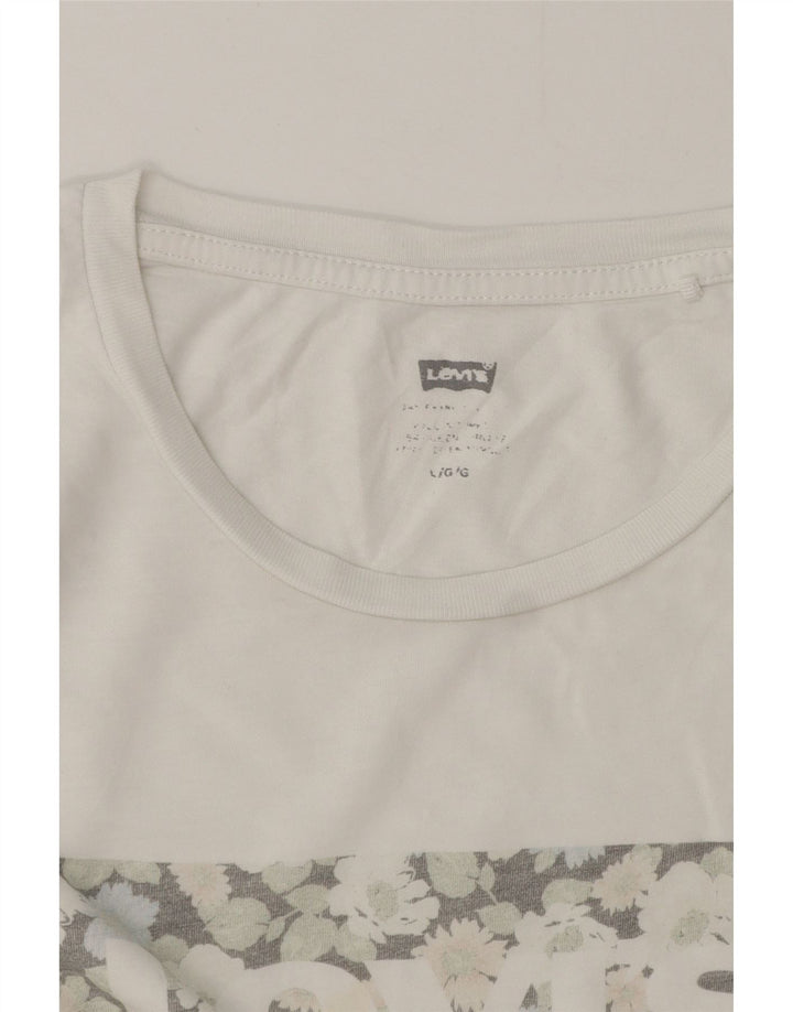 Levi's Damen Grafik-T-Shirt-Oberteil UK 16 Large Weiß