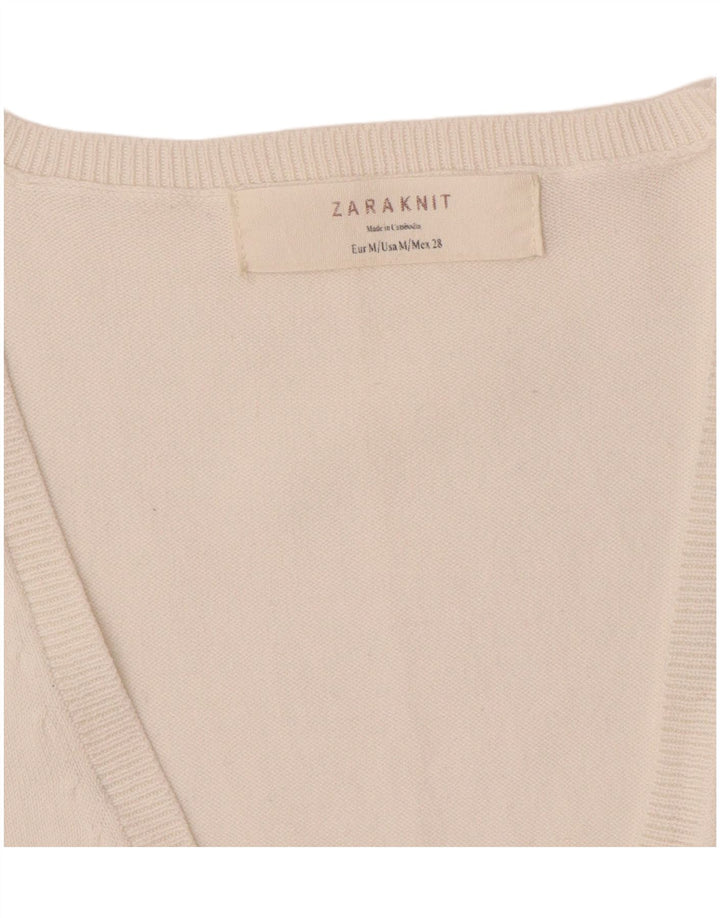 Zara Damen Strickjacke UK 12 Mittelweiß
