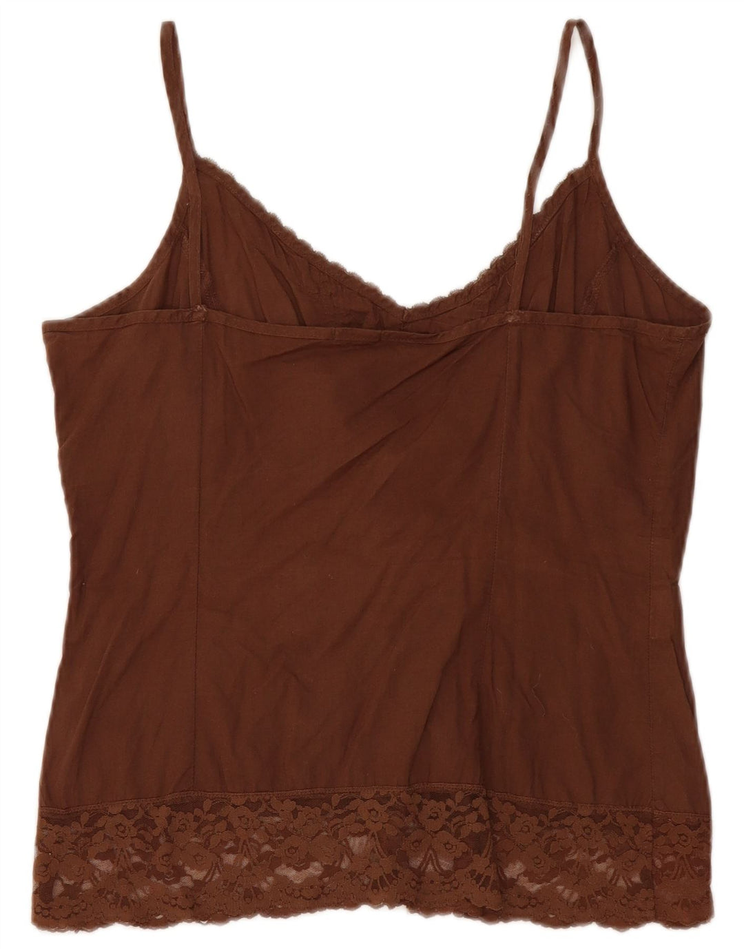 Benetton Damen Crop Cami Top UK 12 Mittelbraune Baumwolle