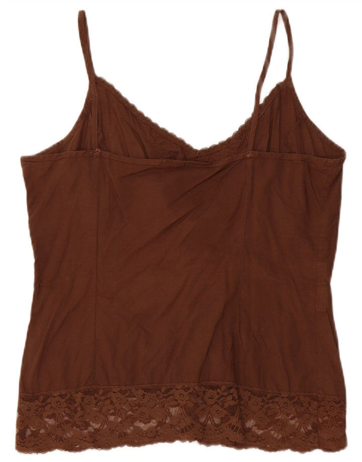 Benetton Damen Crop Cami Top UK 12 Mittelbraune Baumwolle