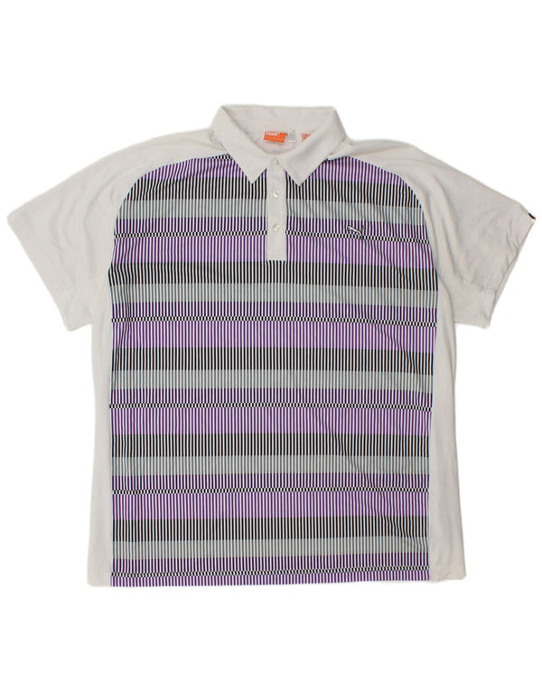 PUMA Herren Poloshirt 2XL Weiß Nadelstreifen Polyester