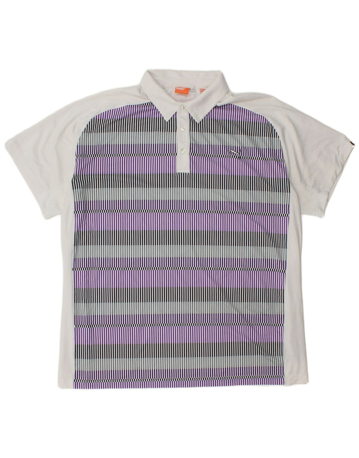 PUMA Herren Poloshirt 2XL Weiß Nadelstreifen Polyester