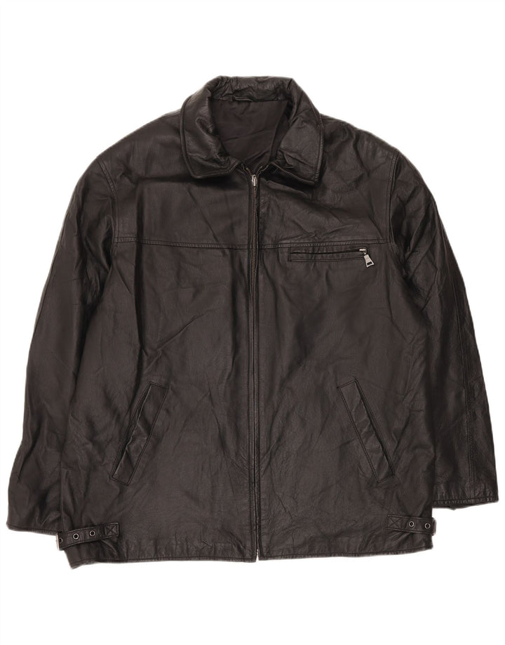 ANGELO LITRICO Herren Lederjacke UK 42 XL Schwarzes Leder