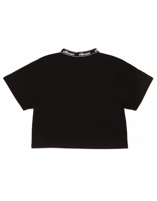 Ellesse Womens Crop Graphic T-Shirt Top UK 12 Mittelschwarze Baumwolle