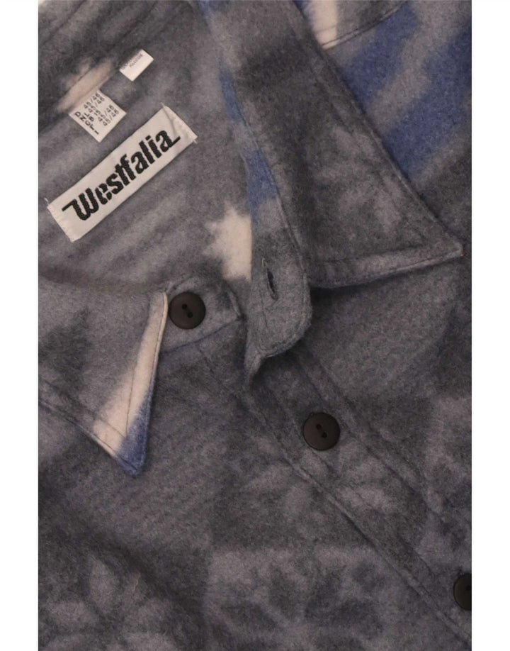 Vintage Herren Fleeceshirt UK 15 Mittelgraues geometrisches Polyester