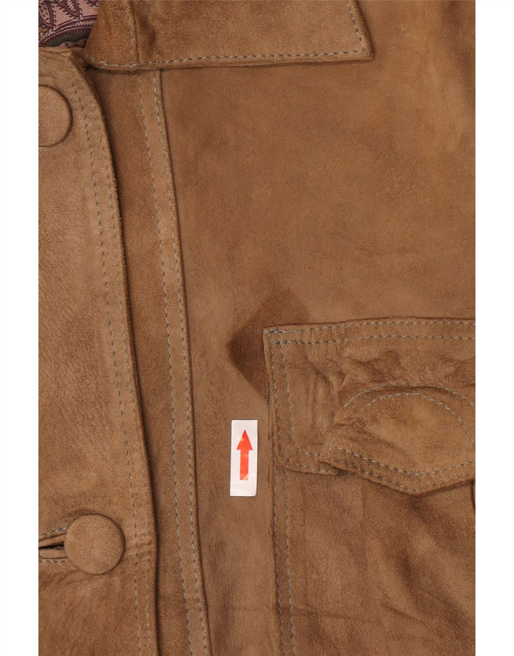 Vintage Damen Wildlederjacke EU 42 Groß Braun