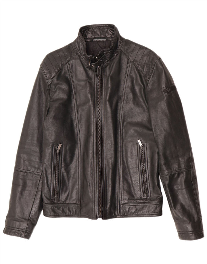Strellson Herren Lederjacke UK 38 Mittelschwarzes Leder