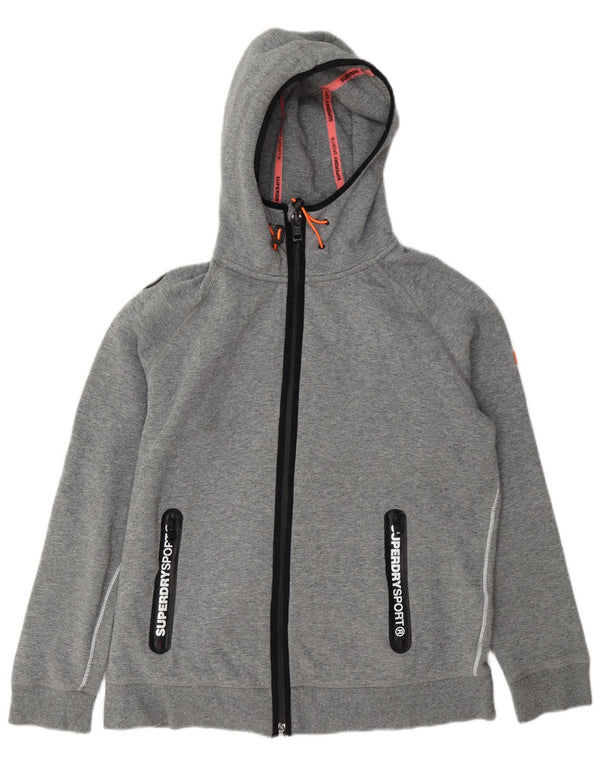 Superdry Damen Graphic Zip Hoodie Pullover UK 18 XL Grau Baumwolle