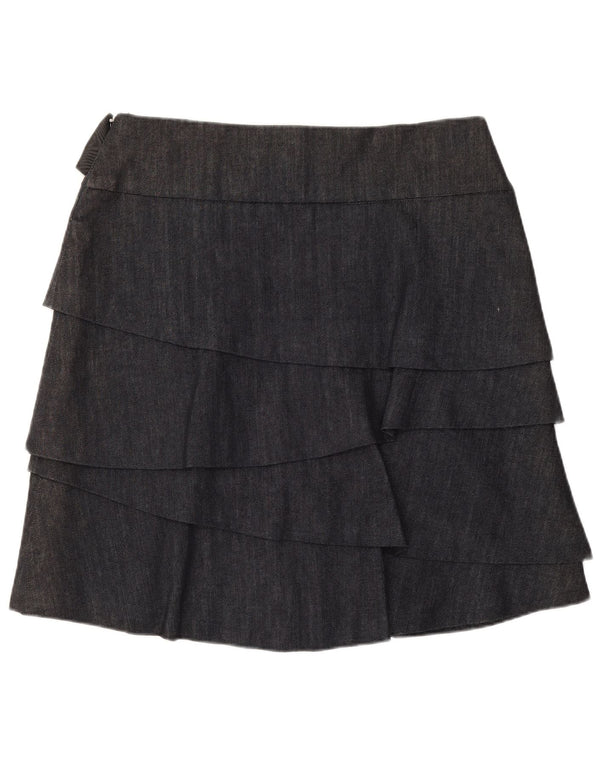Max & Co. Damen Mini-Stufenrock UK 12 Medium W32 Marineblaue Baumwolle