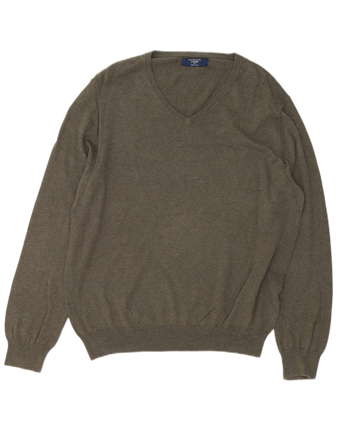 J. CREW Herren-Pullover mit V-Ausschnitt, groß, Khaki, Baumwolle