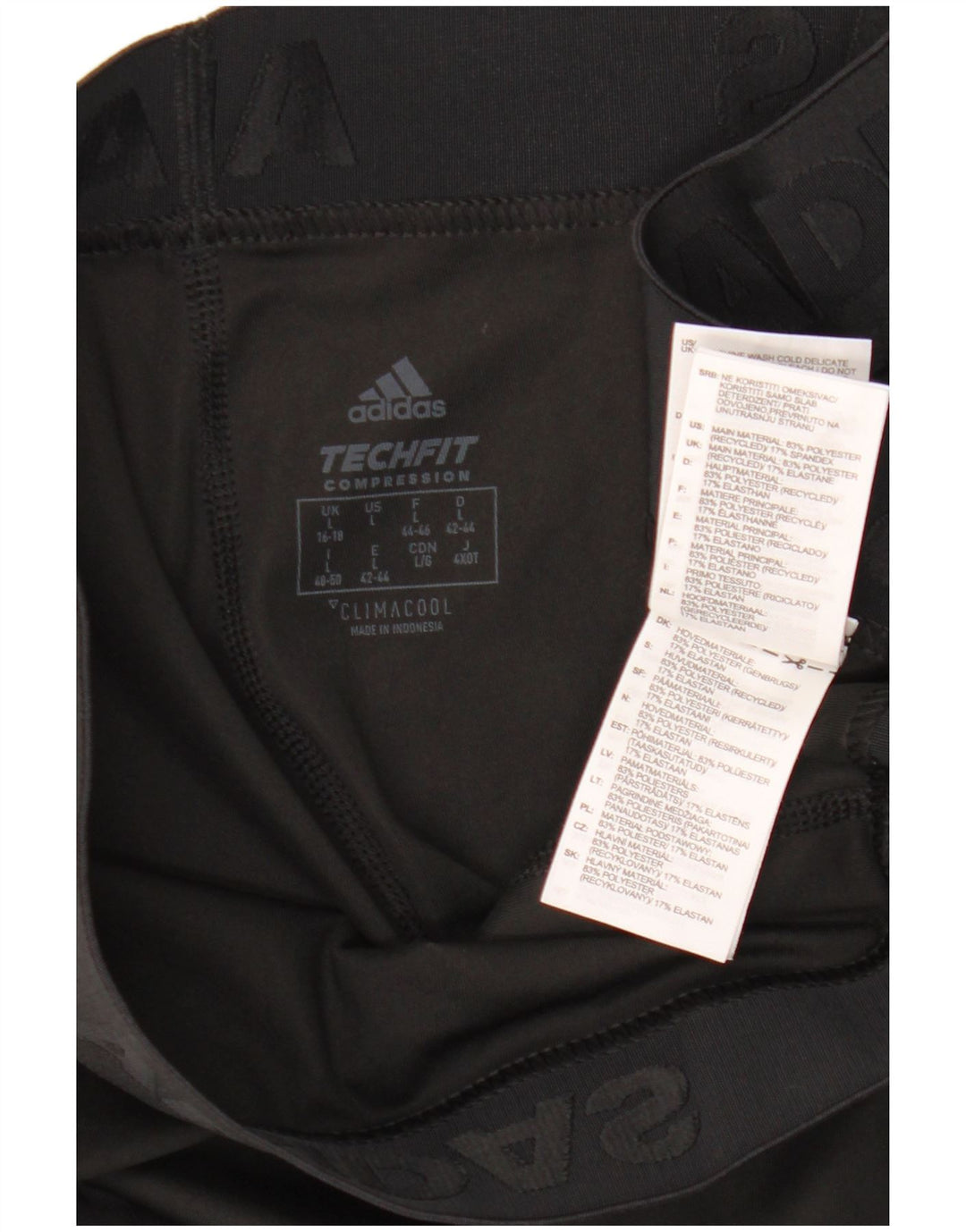 Adidas Damen Tech Fit Capri Leggings UK 16/18 Large Schwarz Polyester
