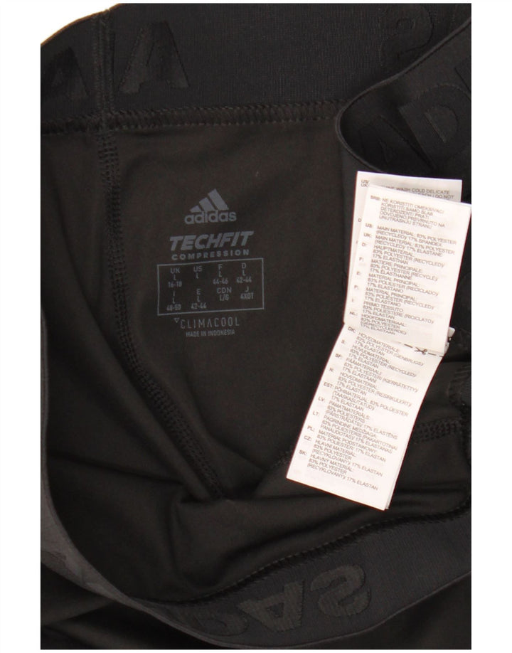 Adidas Damen Tech Fit Capri Leggings UK 16/18 Large Schwarz Polyester