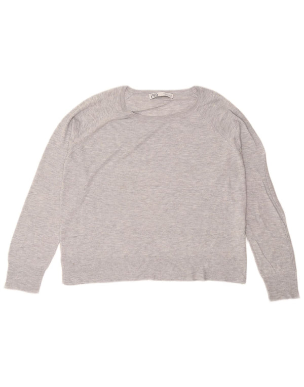 Zara Damen-Blusenoberteil mit lockerer Passform, UK 14, mittelgraue Viskose