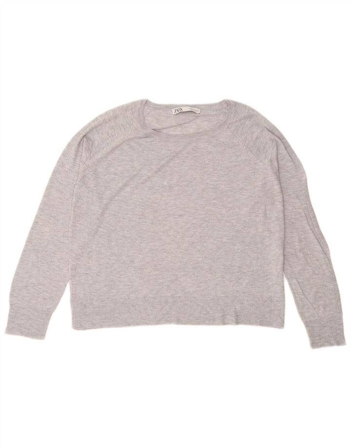 Zara Damen-Blusenoberteil mit lockerer Passform, UK 14, mittelgraue Viskose