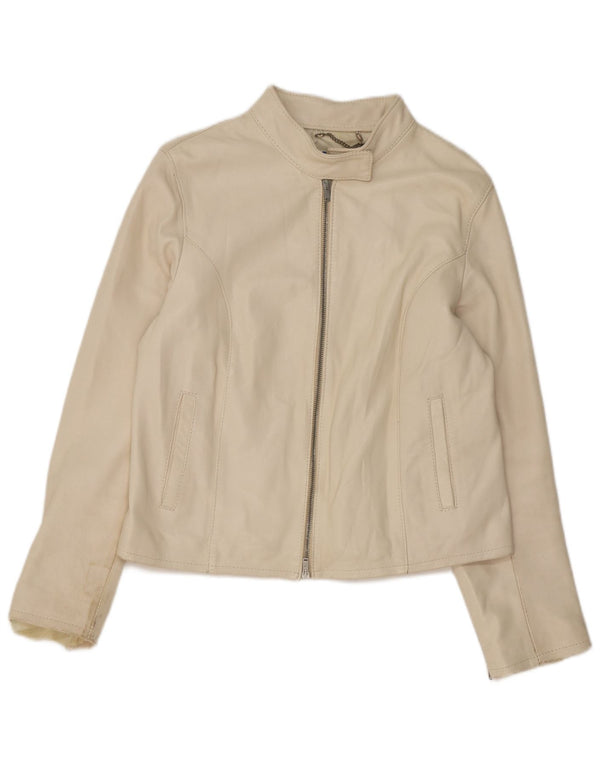 Vintage Damen Lederjacke UK 14 Medium Beige