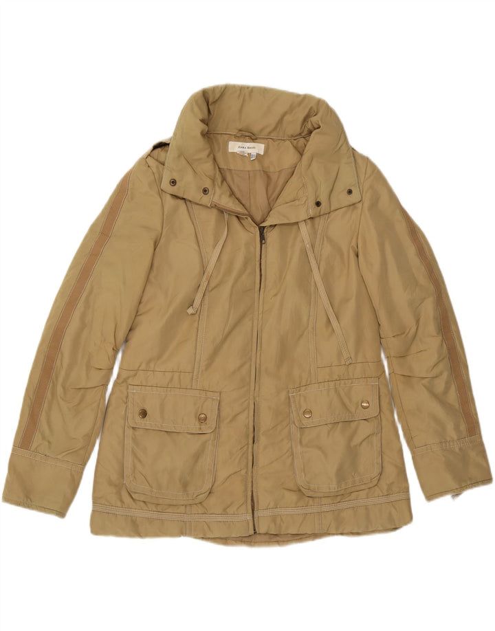 Zara Damen Wattierte Jacke UK 18 XL Beige Nylon