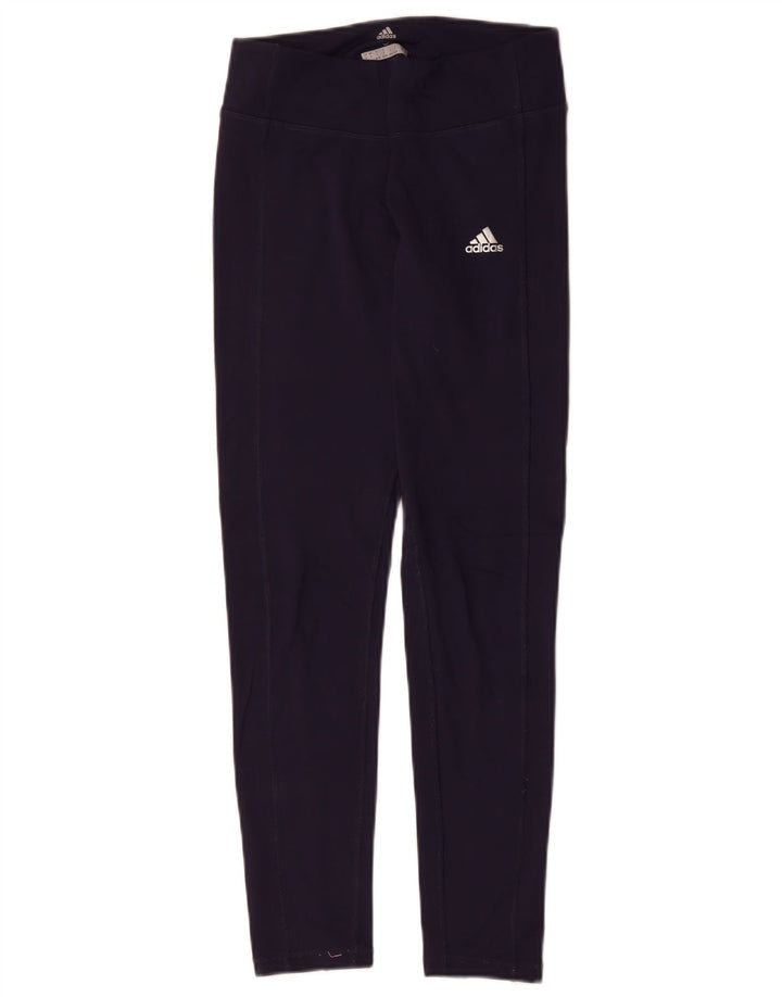 ADIDAS Damen Climawarm Leggings UK 8/10 Small Marineblau Polyester