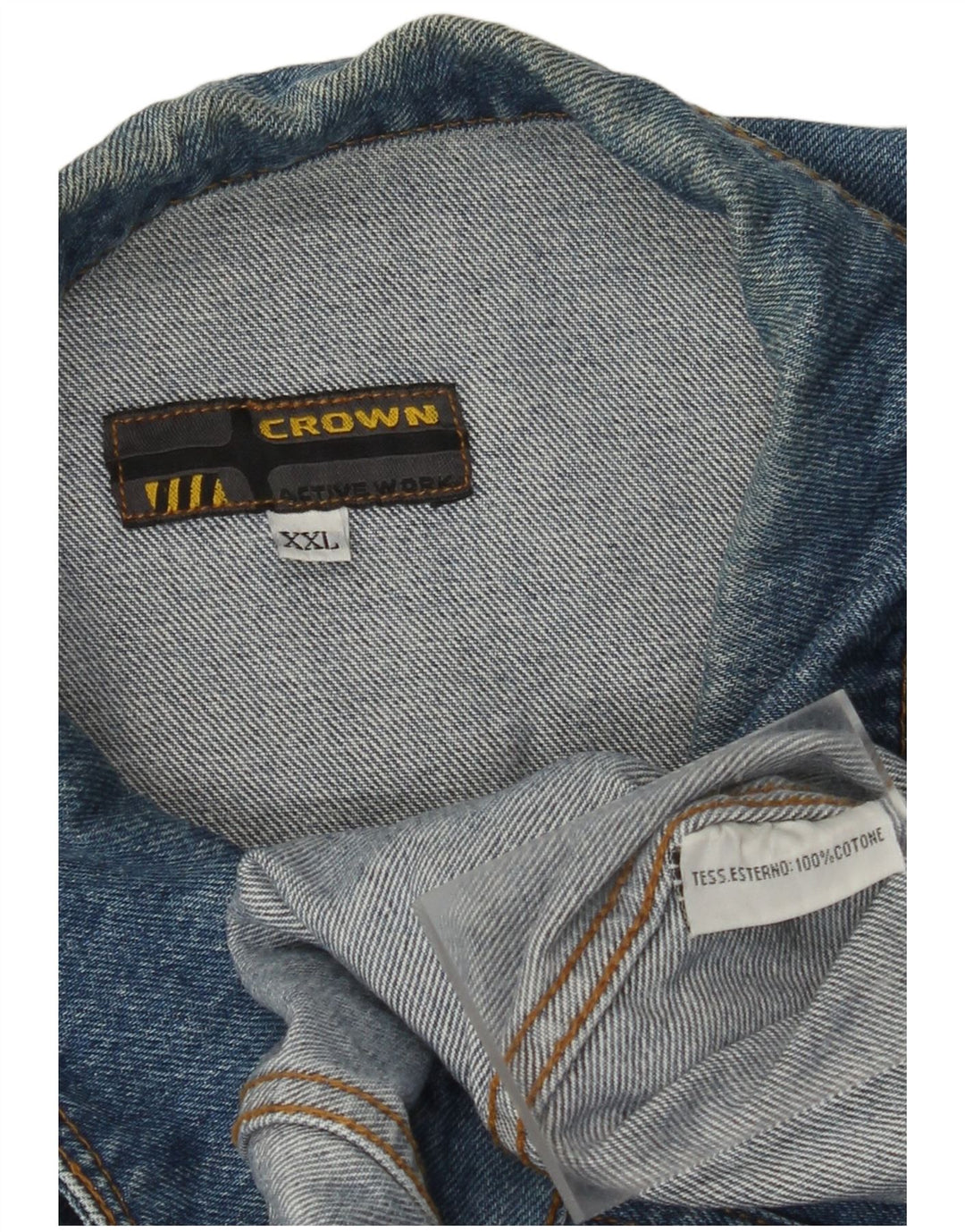 CROWN Herren Jeansjacke UK 44 2XL Blaue Baumwolle