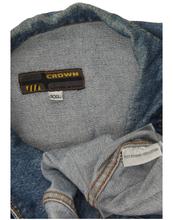 CROWN Herren Jeansjacke UK 44 2XL Blaue Baumwolle