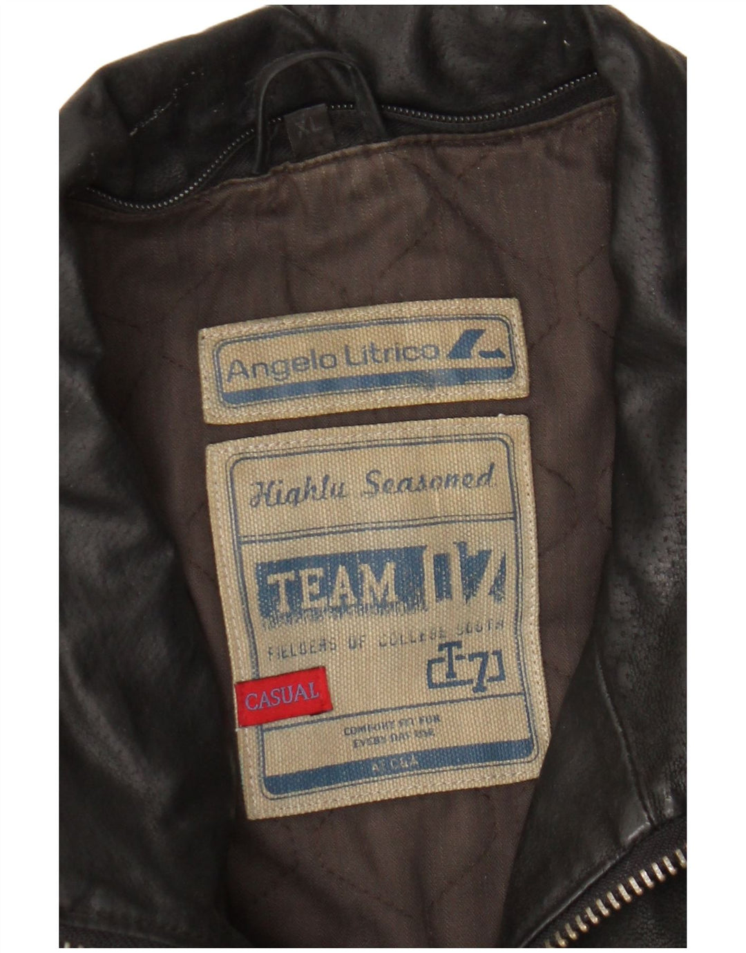 Angelo Litrico Herren Lederjacke UK 42 XL Schwarzes Leder