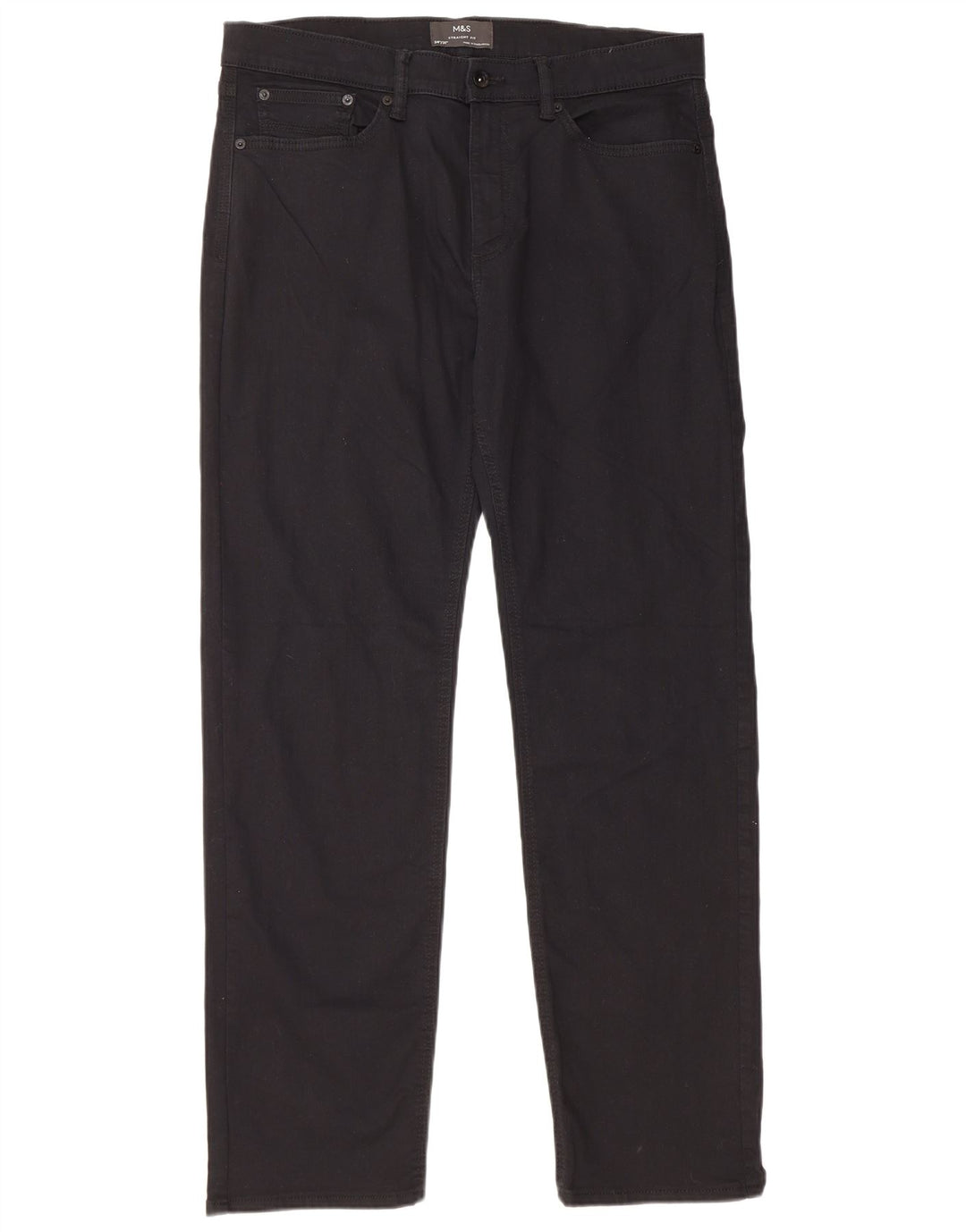 MARKS & SPENCER Herren Straight Jeans W34 L31 Schwarze Baumwolle