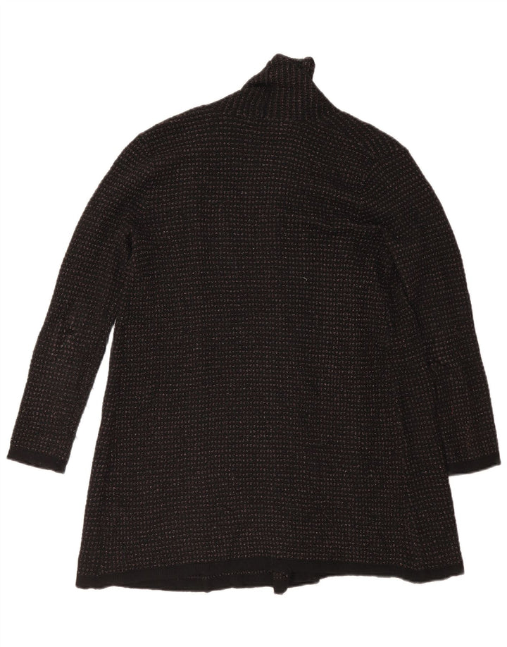 Zara Damen Longline Open Cardigan Pullover UK 10 Small Schwarz Polyester