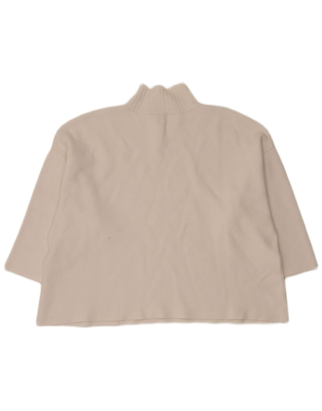 Zara Damen-Pullover, übergroß, kurz geschnitten, Rollkragenpullover, Gr. 14, Mittelweiß