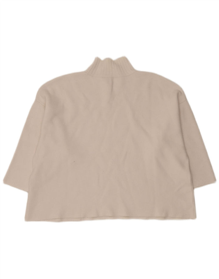 Zara Damen-Pullover, übergroß, kurz geschnitten, Rollkragenpullover, Gr. 14, Mittelweiß