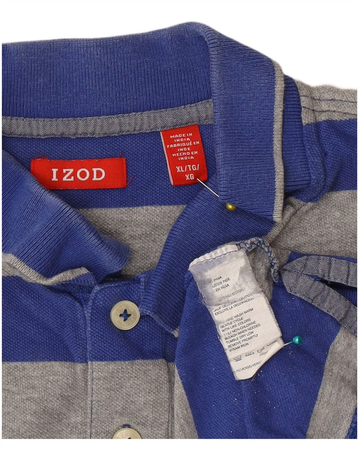 Izod Herren-Poloshirt XL, blau gestreift, Baumwolle