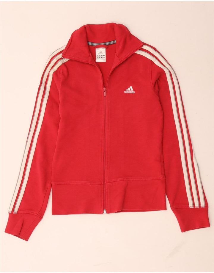 Adidas Damen-Trainingsanzug-Top-Jacke, UK 8, kleine rote Baumwolle