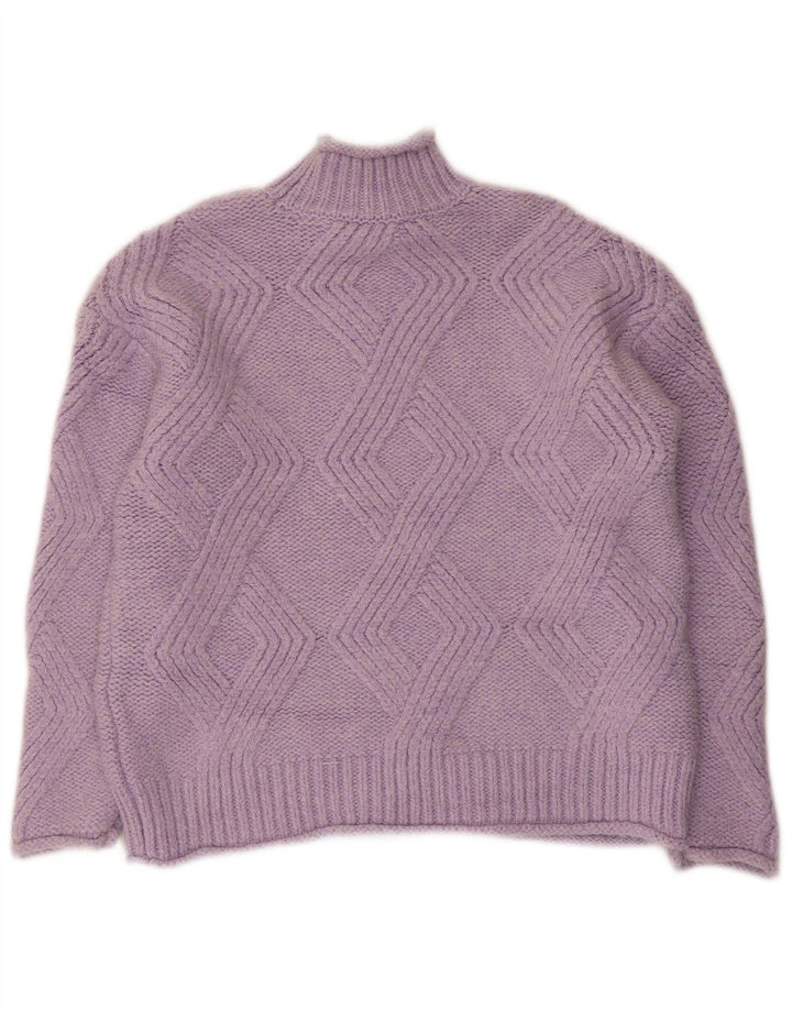 Marks & Spencer Womens Crop Turtle Neck Jumper Sweater UK 10 Small Purple