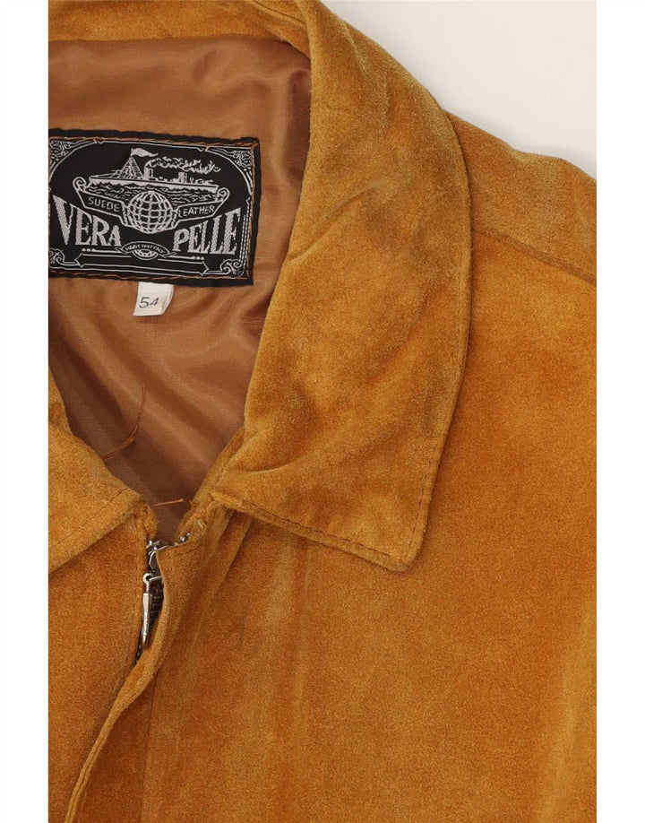 Vintage Herren Wildlederjacke IT 54 2XL Braunes Leder