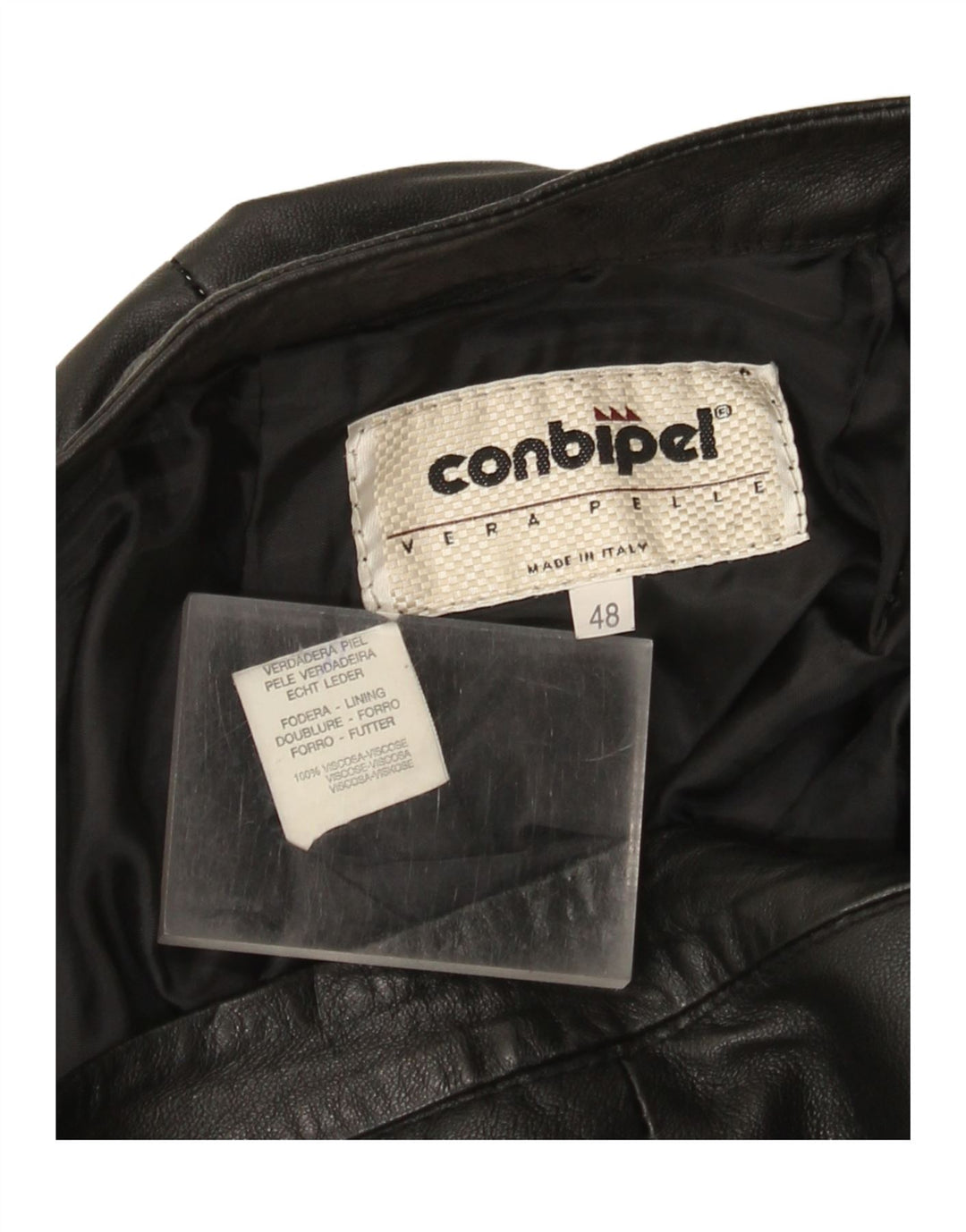 Conbipel Damen gerade Lederhose IT 48 XL W30 L29 Schwarzes Leder