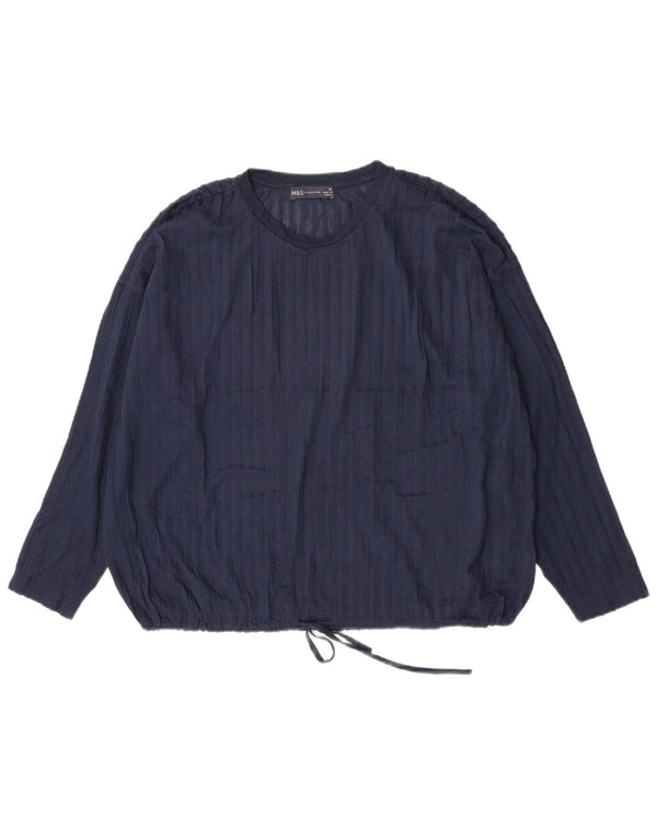 Marks & Spencer Damen Übergroßes Top Langarm UK 14 Large Marineblau