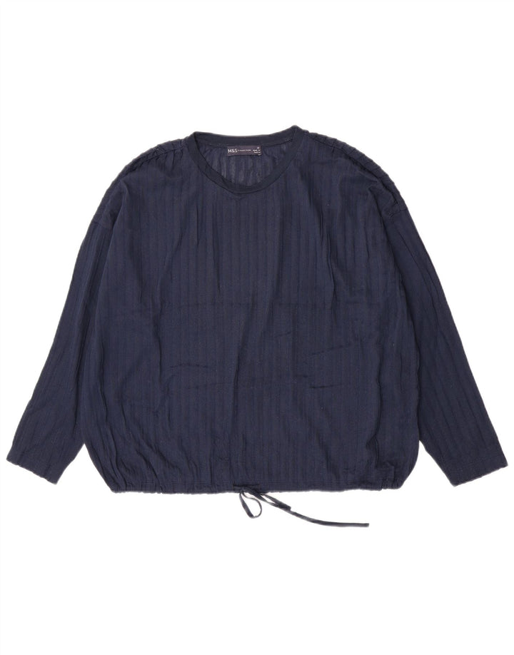 Marks & Spencer Damen Übergroßes Top Langarm UK 14 Large Marineblau