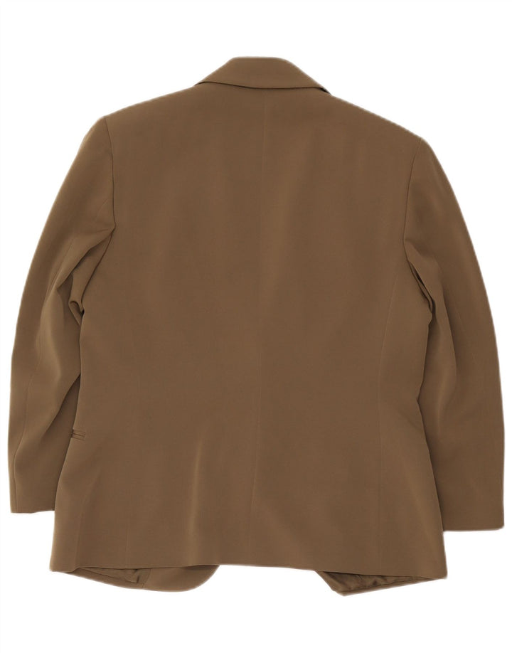 Delia Ferrari Damen-Blazerjacke mit 2 Knöpfen, IT 43, Mittelkhaki, Polyester